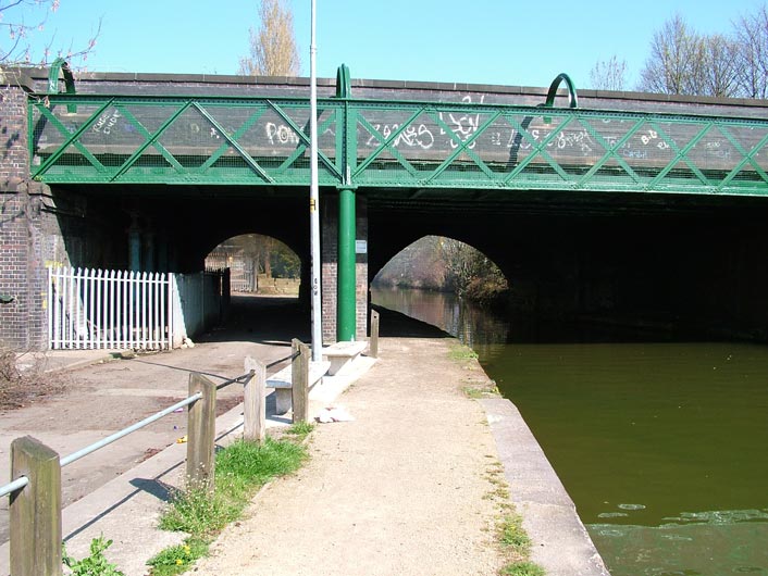 Railway and footbridge at Patricroft